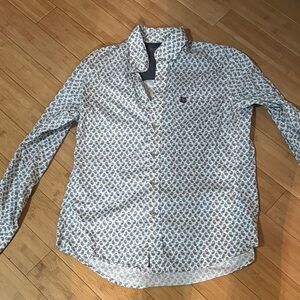 Wrangler Blue and White Patterned Casual Shirt